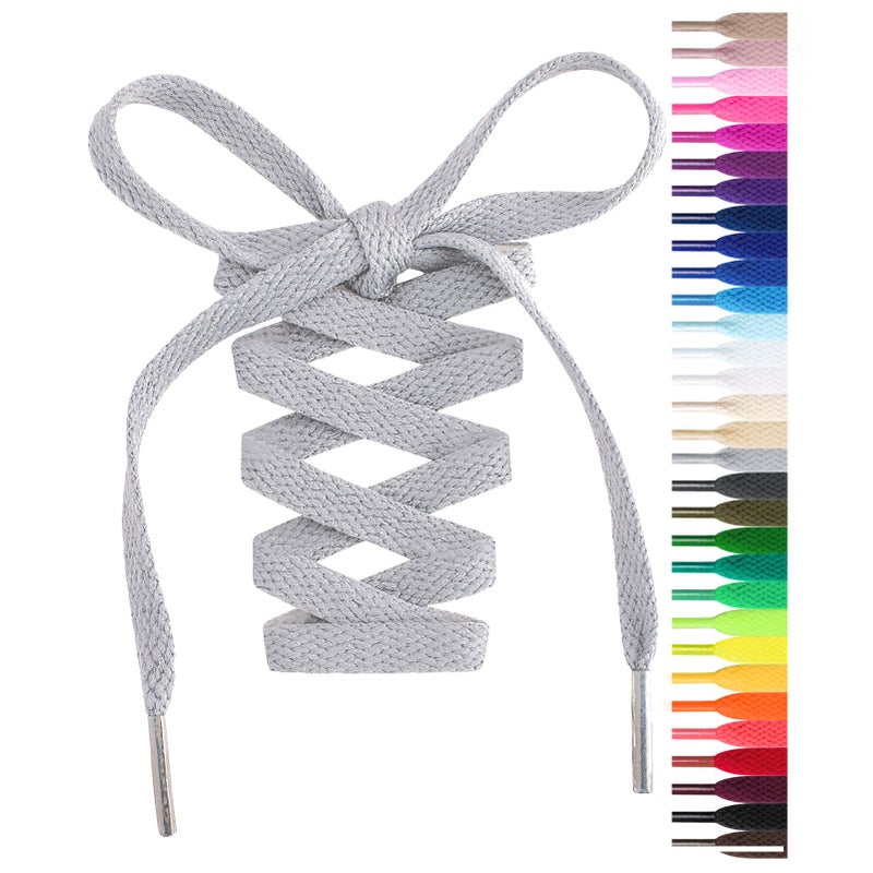 Handshop Flat Shoelaces 5/16" - Shoe Laces Replacements For Sneakers and Athletic Shoes Boots Light Gray 122cm - Image 1